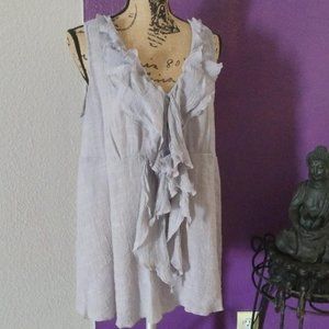 Avenue Gray Gauze Flutter Neckline Sleeveless Top 22/24